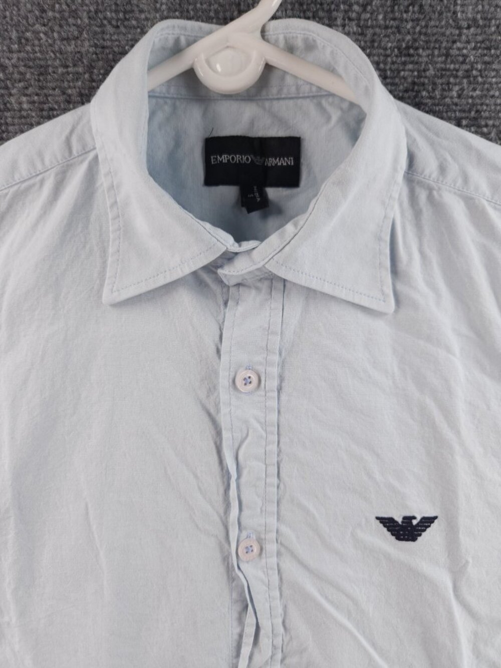 Armani Small Cotton Spandex Blue Shirt Button Up Designer Men Long Sleeve Solid